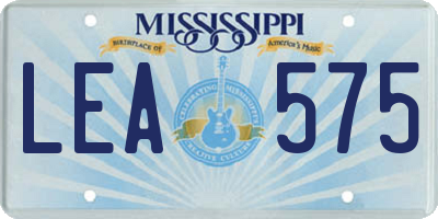 MS license plate LEA575