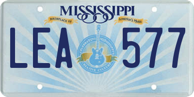 MS license plate LEA577