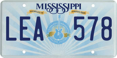 MS license plate LEA578