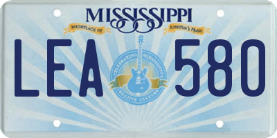 MS license plate LEA580