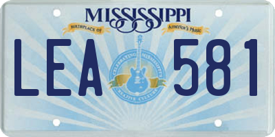 MS license plate LEA581