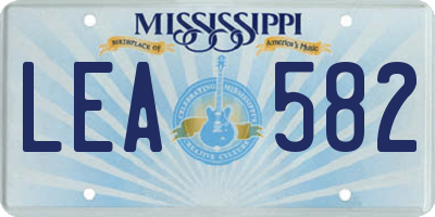 MS license plate LEA582