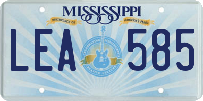 MS license plate LEA585