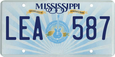 MS license plate LEA587