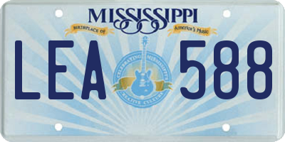 MS license plate LEA588