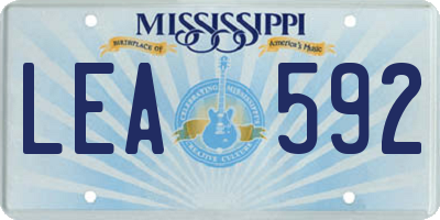 MS license plate LEA592