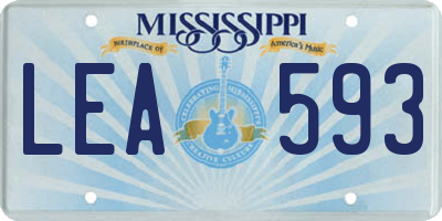 MS license plate LEA593