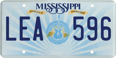 MS license plate LEA596