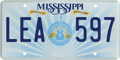 MS license plate LEA597