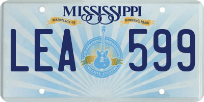 MS license plate LEA599