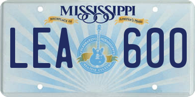 MS license plate LEA600