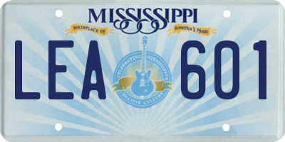 MS license plate LEA601