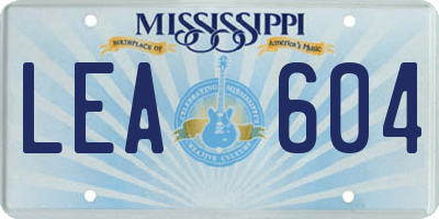 MS license plate LEA604