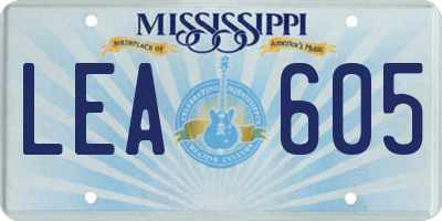 MS license plate LEA605