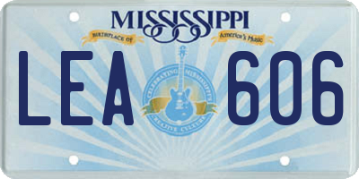MS license plate LEA606