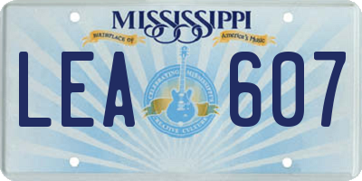 MS license plate LEA607