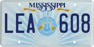 MS license plate LEA608