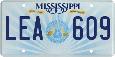 MS license plate LEA609