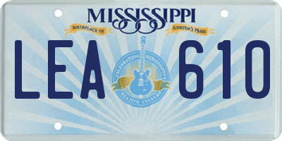 MS license plate LEA610