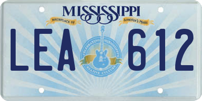 MS license plate LEA612