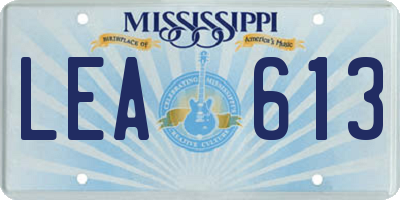 MS license plate LEA613