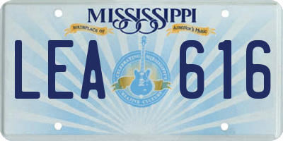 MS license plate LEA616
