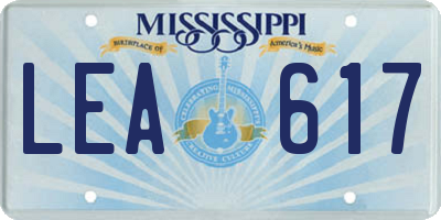MS license plate LEA617