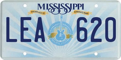 MS license plate LEA620