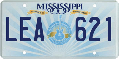 MS license plate LEA621