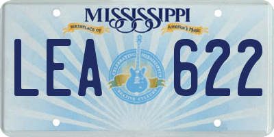 MS license plate LEA622