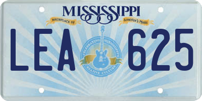 MS license plate LEA625