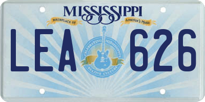 MS license plate LEA626