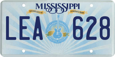 MS license plate LEA628