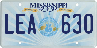 MS license plate LEA630