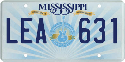 MS license plate LEA631
