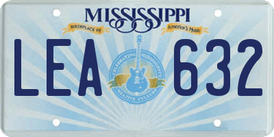 MS license plate LEA632