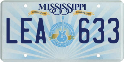 MS license plate LEA633