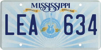 MS license plate LEA634
