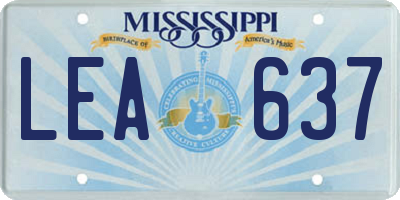 MS license plate LEA637