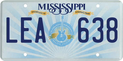 MS license plate LEA638