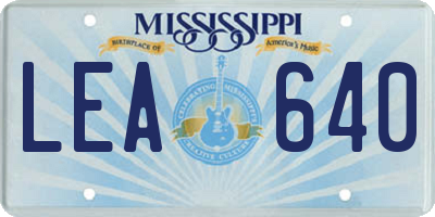 MS license plate LEA640