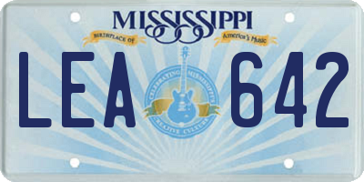 MS license plate LEA642