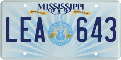 MS license plate LEA643