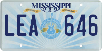 MS license plate LEA646