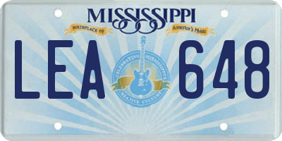 MS license plate LEA648