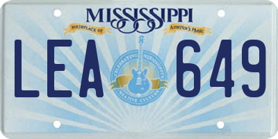 MS license plate LEA649