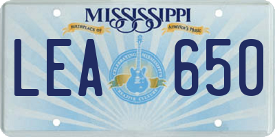 MS license plate LEA650