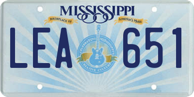 MS license plate LEA651