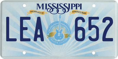 MS license plate LEA652