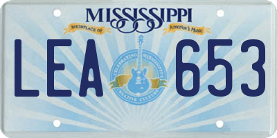 MS license plate LEA653